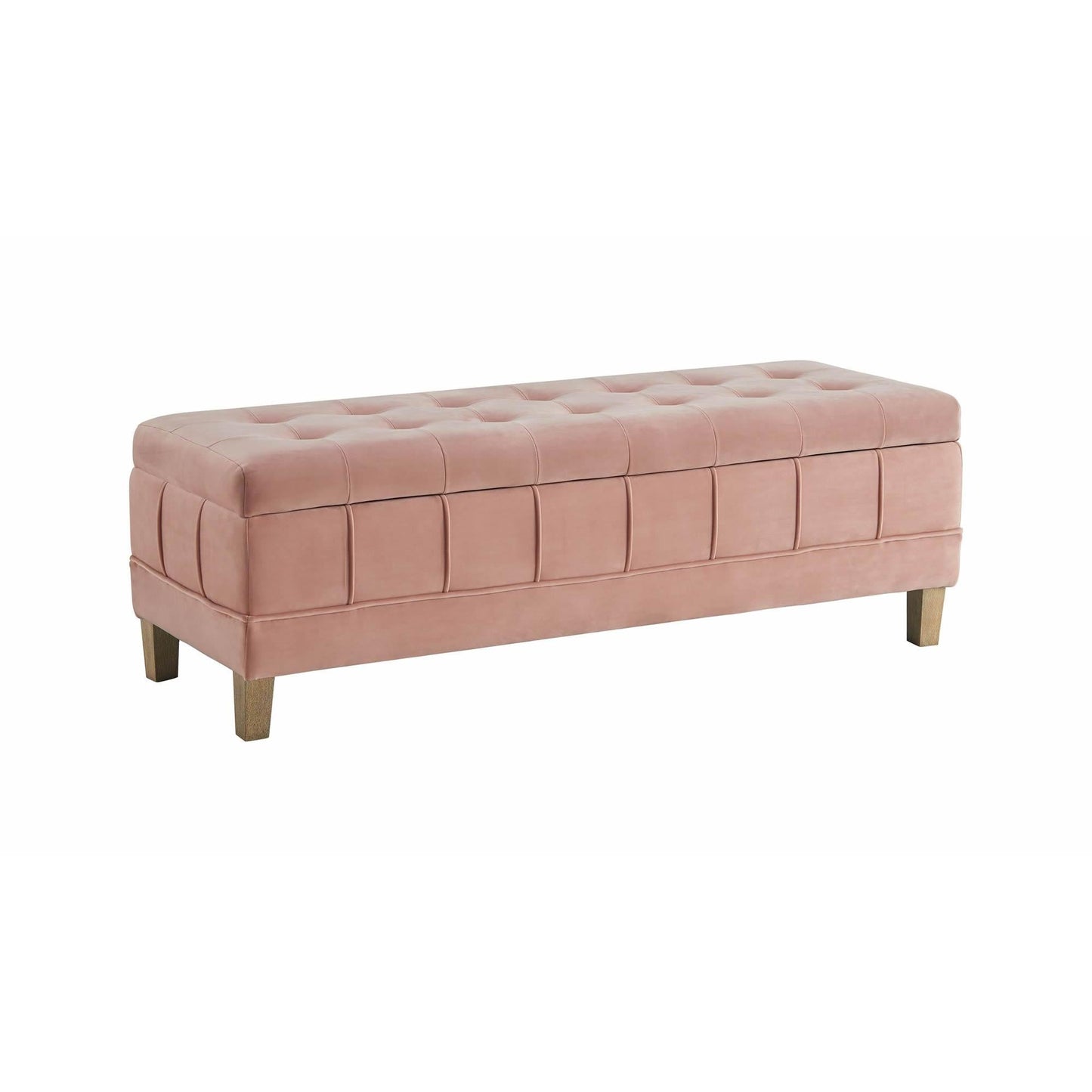 Elements International Crosby Tufted Storage Ottoman - Blush - American Furniture of Slidell