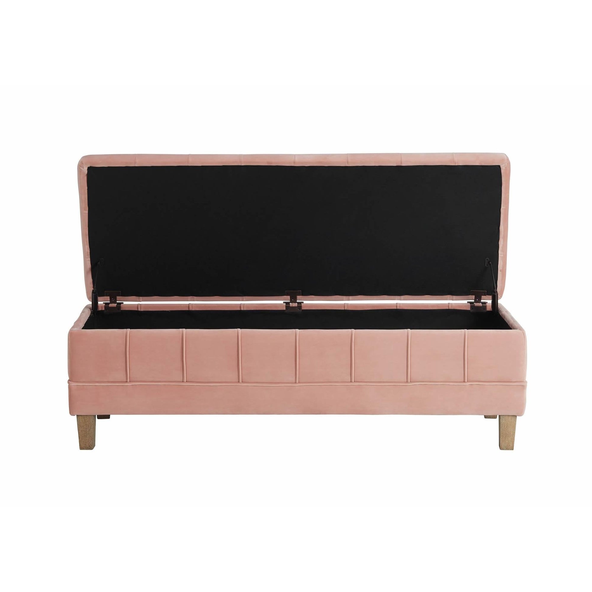 Elements International Crosby Tufted Storage Ottoman - Blush - American Furniture of Slidell