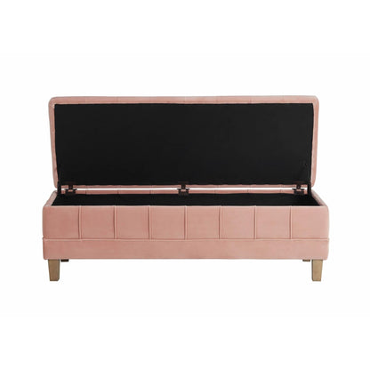 Elements International Crosby Tufted Storage Ottoman - Blush - American Furniture of Slidell