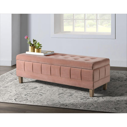 Elements International Crosby Tufted Storage Ottoman - Blush - American Furniture of Slidell