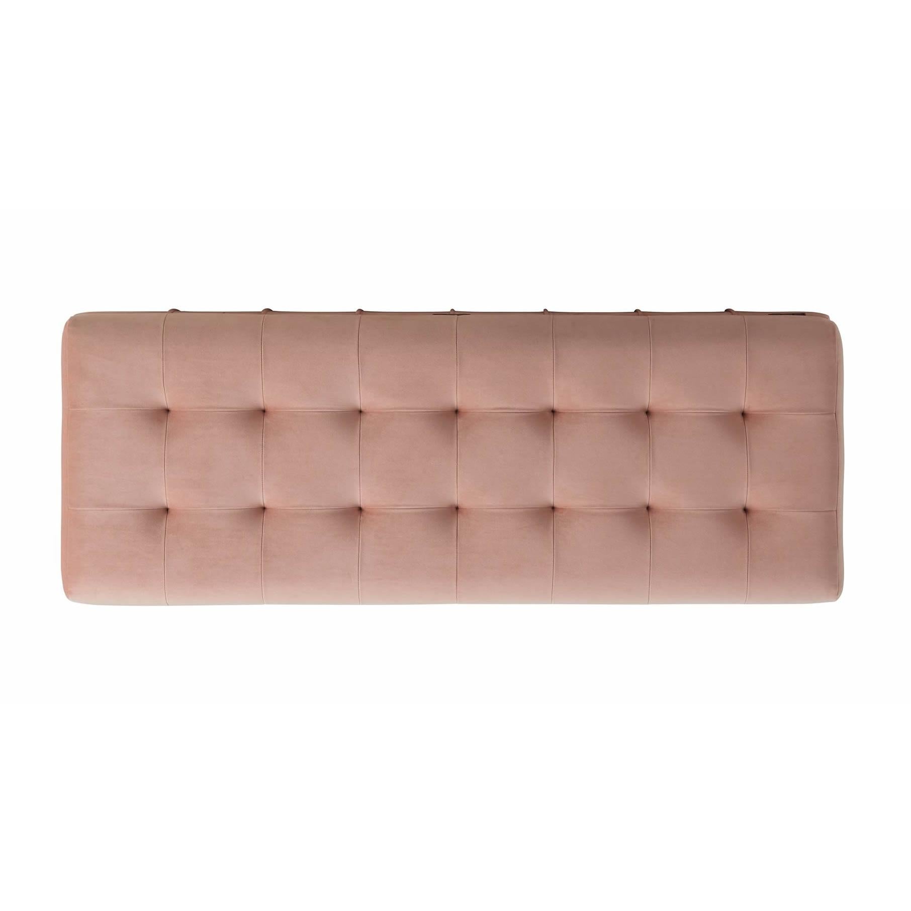 Elements International Crosby Tufted Storage Ottoman - Blush - American Furniture of Slidell