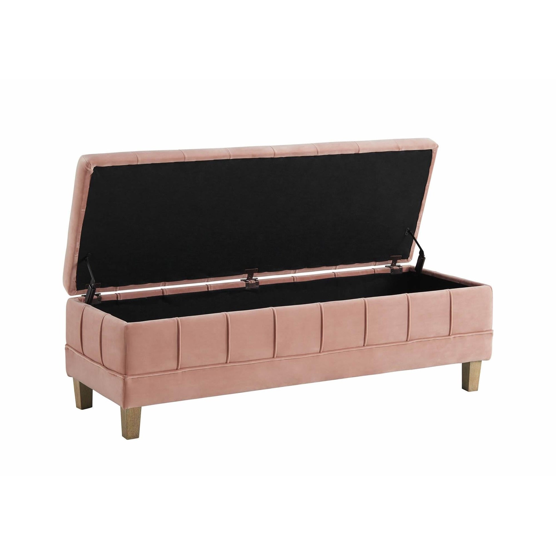 Elements International Crosby Tufted Storage Ottoman - Blush - American Furniture of Slidell