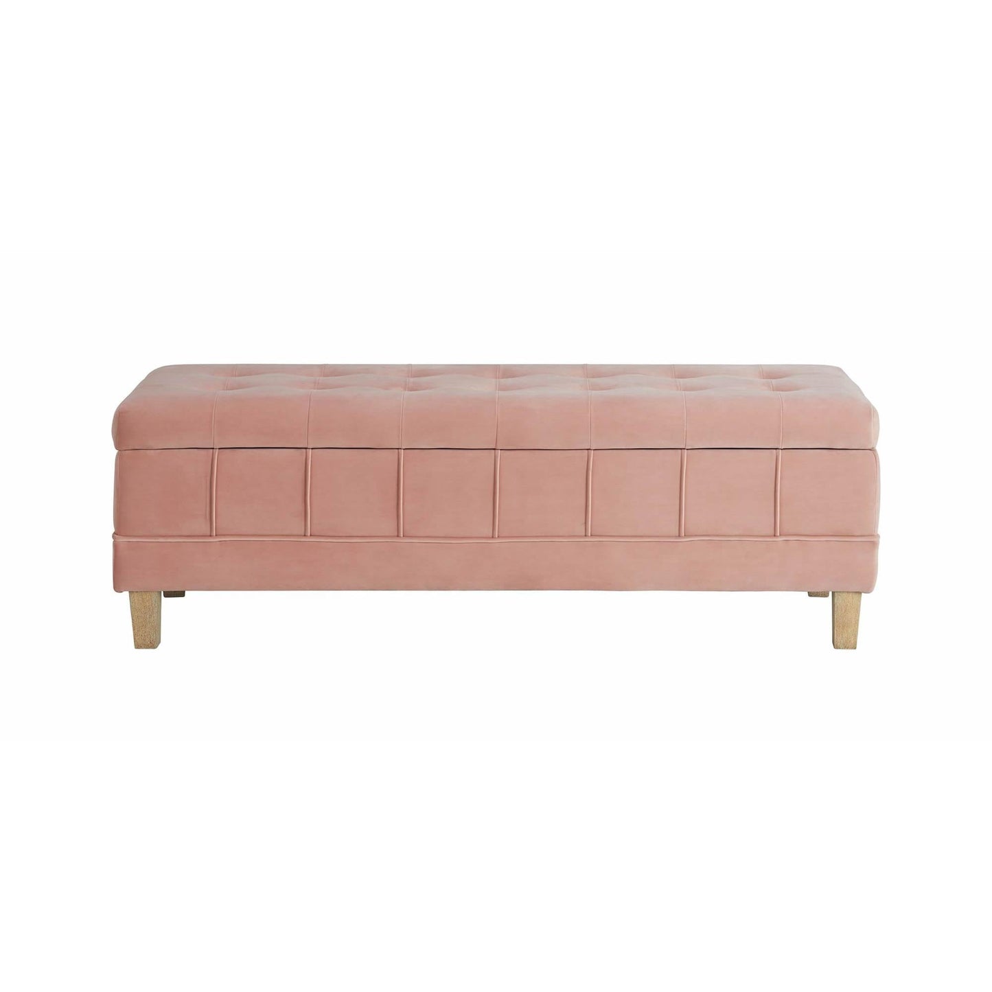 Elements International Crosby Tufted Storage Ottoman - Blush - American Furniture of Slidell