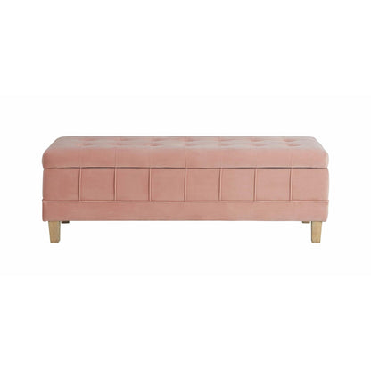 Elements International Crosby Tufted Storage Ottoman - Blush - American Furniture of Slidell