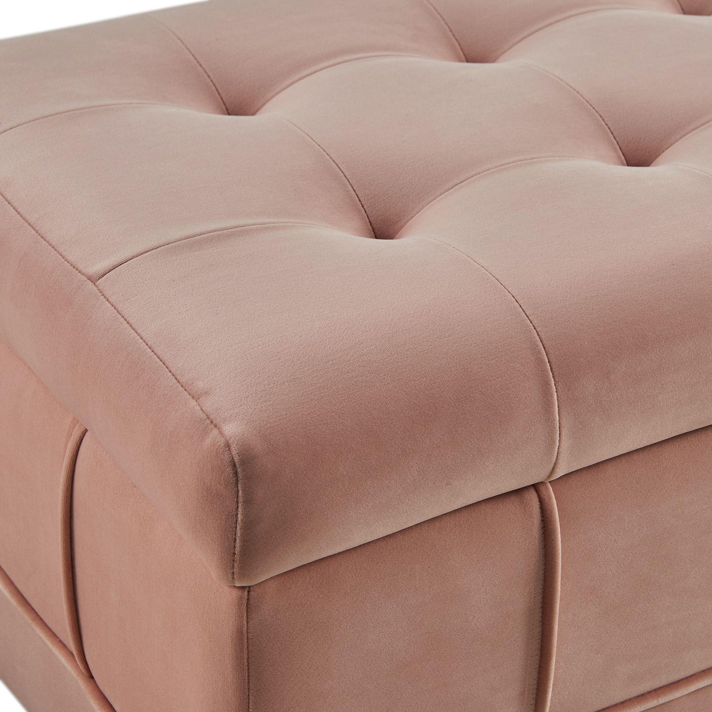 Elements International Crosby Tufted Storage Ottoman - Blush - American Furniture of Slidell