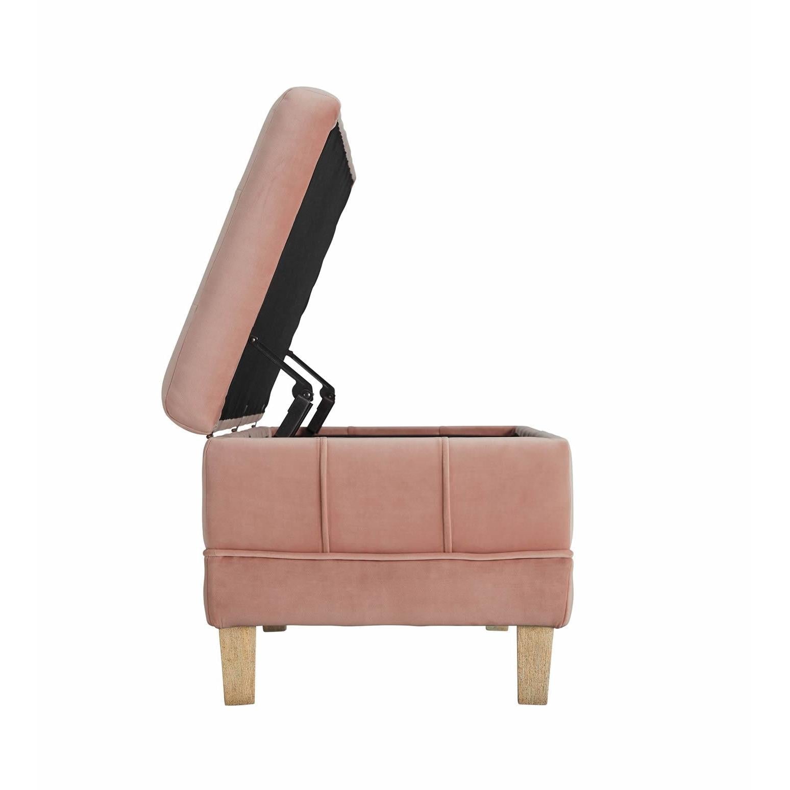 Elements International Crosby Tufted Storage Ottoman - Blush - American Furniture of Slidell