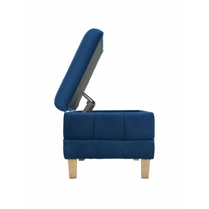 Elements International Crosby Tufted Storage Ottoman - Cobalt - American Furniture of Slidell