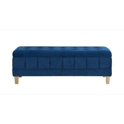 Elements International Crosby Tufted Storage Ottoman - Cobalt - American Furniture of Slidell