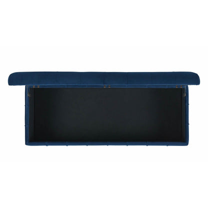 Elements International Crosby Tufted Storage Ottoman - Cobalt - American Furniture of Slidell