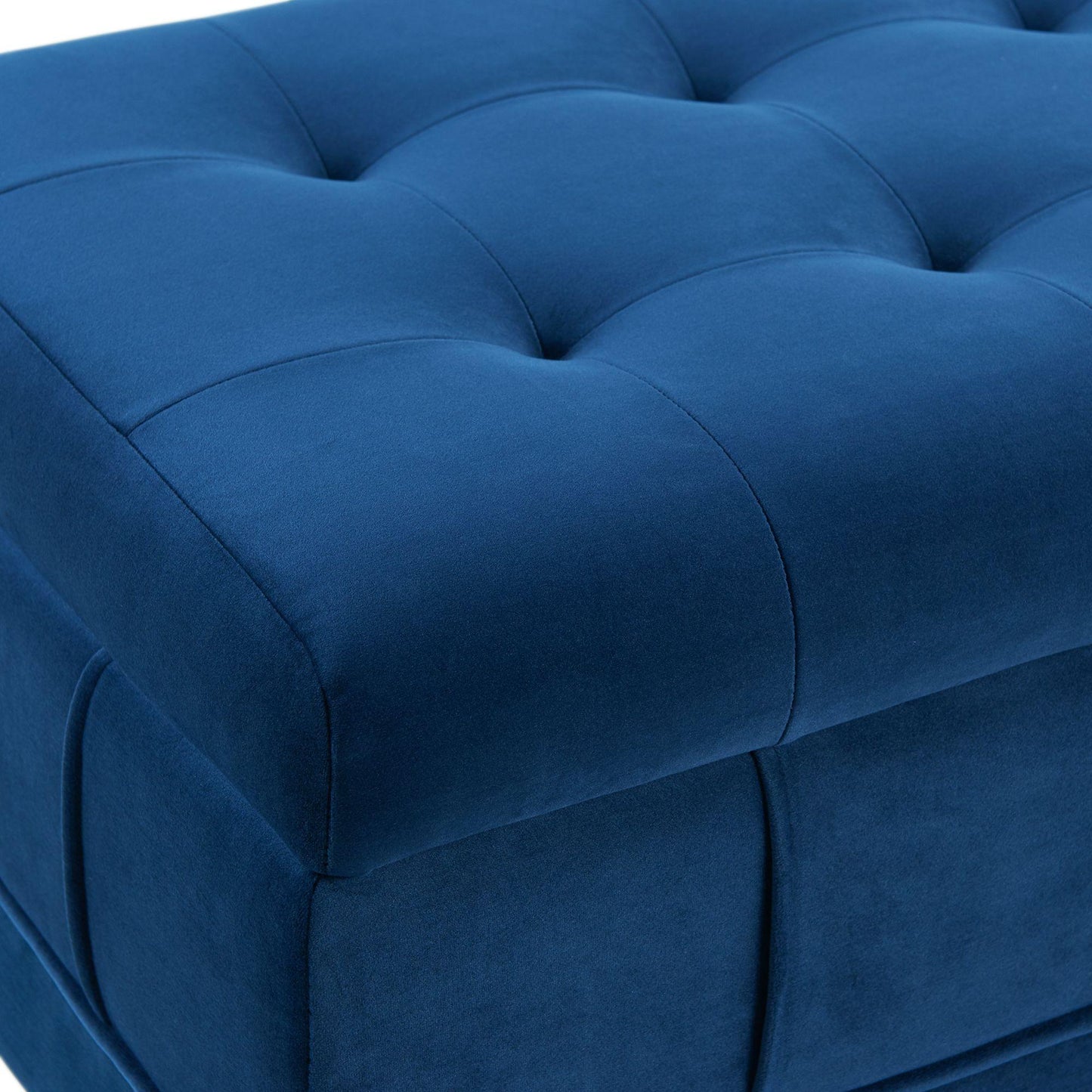 Elements International Crosby Tufted Storage Ottoman - Cobalt - American Furniture of Slidell