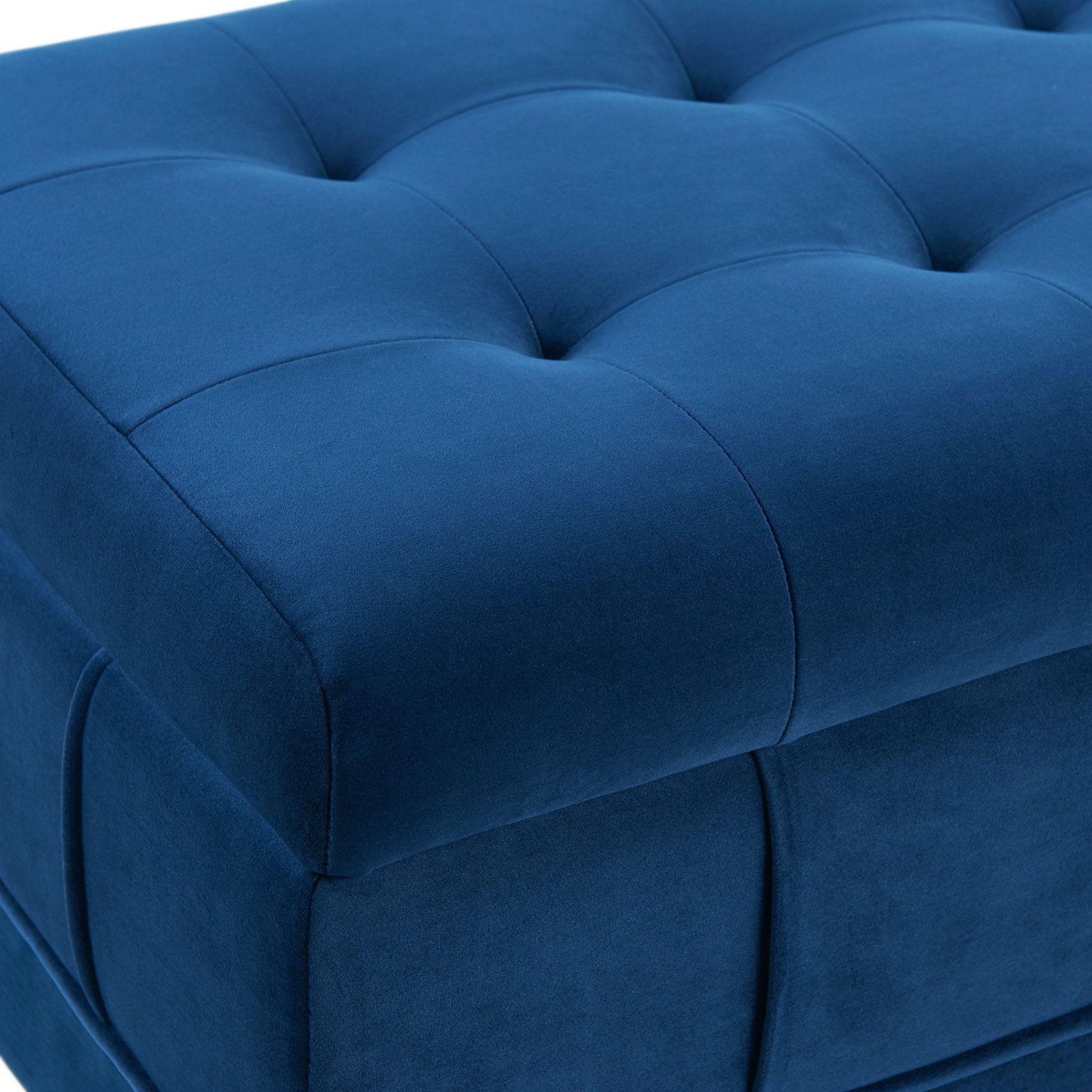 Elements International Crosby Tufted Storage Ottoman - Cobalt - American Furniture of Slidell