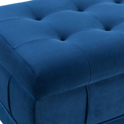 Elements International Crosby Tufted Storage Ottoman - Cobalt - American Furniture of Slidell