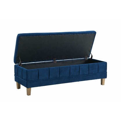 Elements International Crosby Tufted Storage Ottoman - Cobalt - American Furniture of Slidell