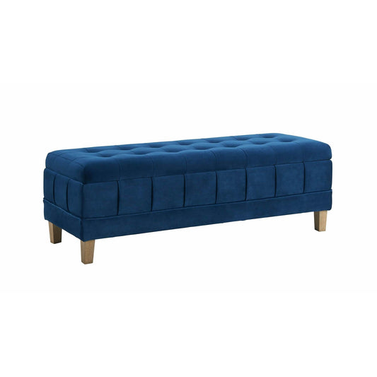 Elements International Crosby Tufted Storage Ottoman - Cobalt - American Furniture of Slidell