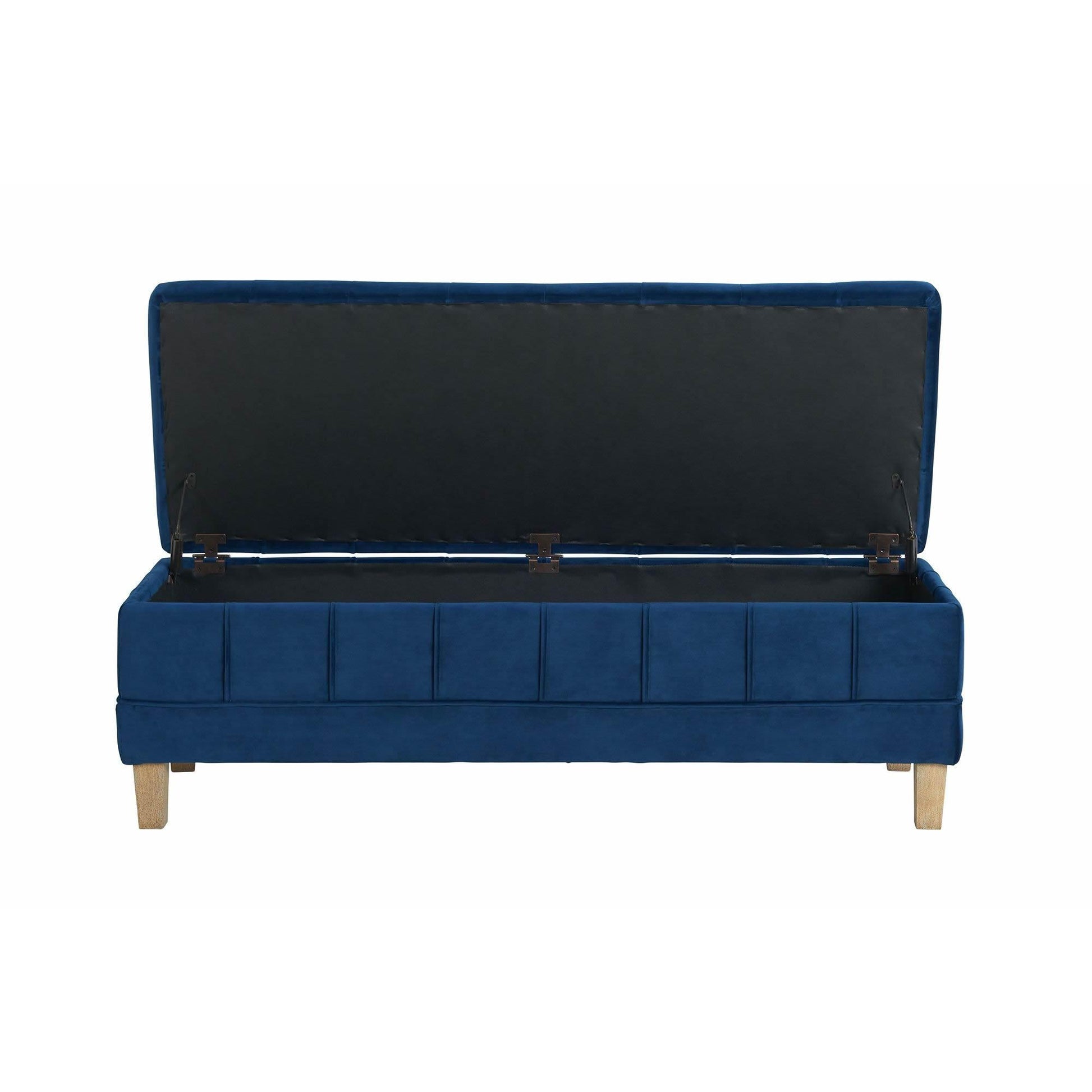 Elements International Crosby Tufted Storage Ottoman - Cobalt - American Furniture of Slidell