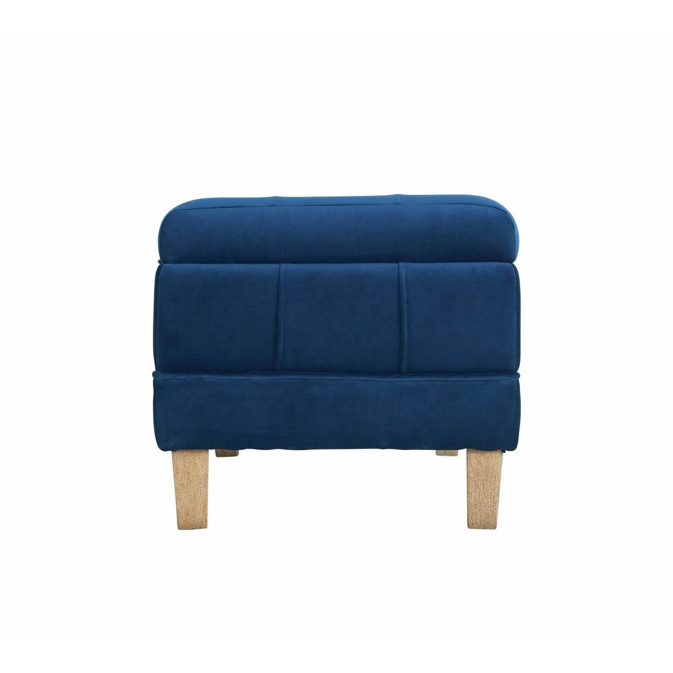 Elements International Crosby Tufted Storage Ottoman - Cobalt - American Furniture of Slidell