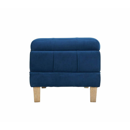 Elements International Crosby Tufted Storage Ottoman - Cobalt - American Furniture of Slidell