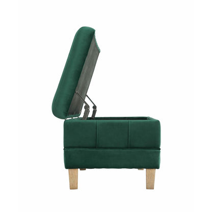 Elements International Crosby Tufted Storage Ottoman - Evergreen - American Furniture of Slidell
