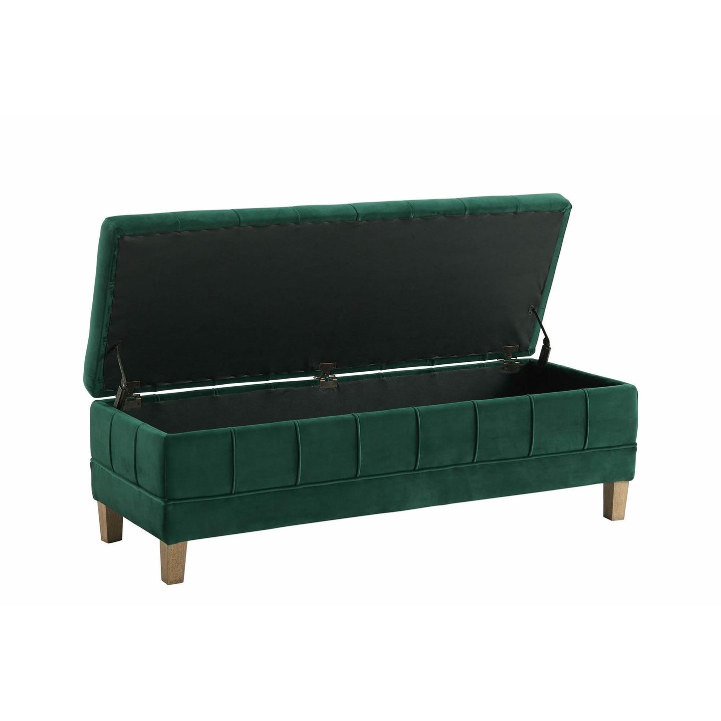 Elements International Crosby Tufted Storage Ottoman - Evergreen - American Furniture of Slidell