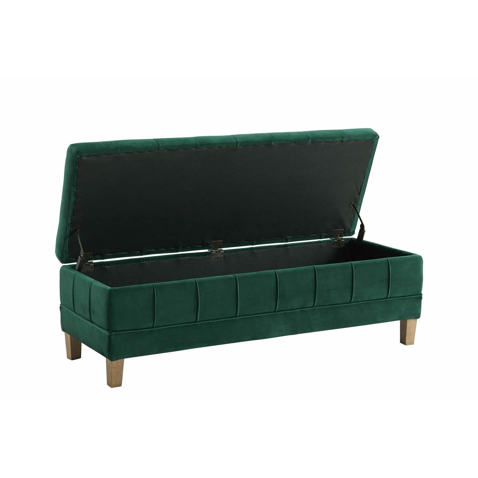 Elements International Crosby Tufted Storage Ottoman - Evergreen - American Furniture of Slidell