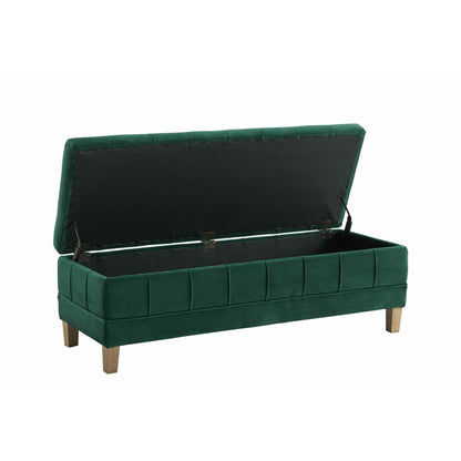 Elements International Crosby Tufted Storage Ottoman - Evergreen - American Furniture of Slidell