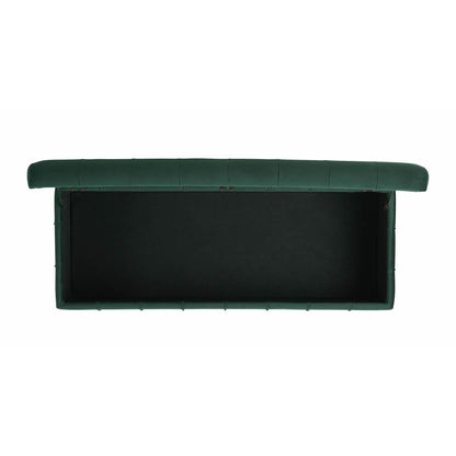 Elements International Crosby Tufted Storage Ottoman - Evergreen - American Furniture of Slidell