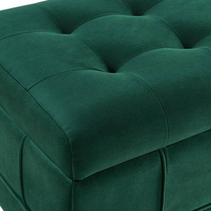 Elements International Crosby Tufted Storage Ottoman - Evergreen - American Furniture of Slidell