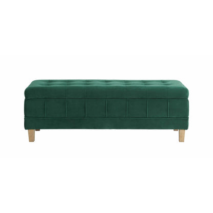 Elements International Crosby Tufted Storage Ottoman - Evergreen - American Furniture of Slidell