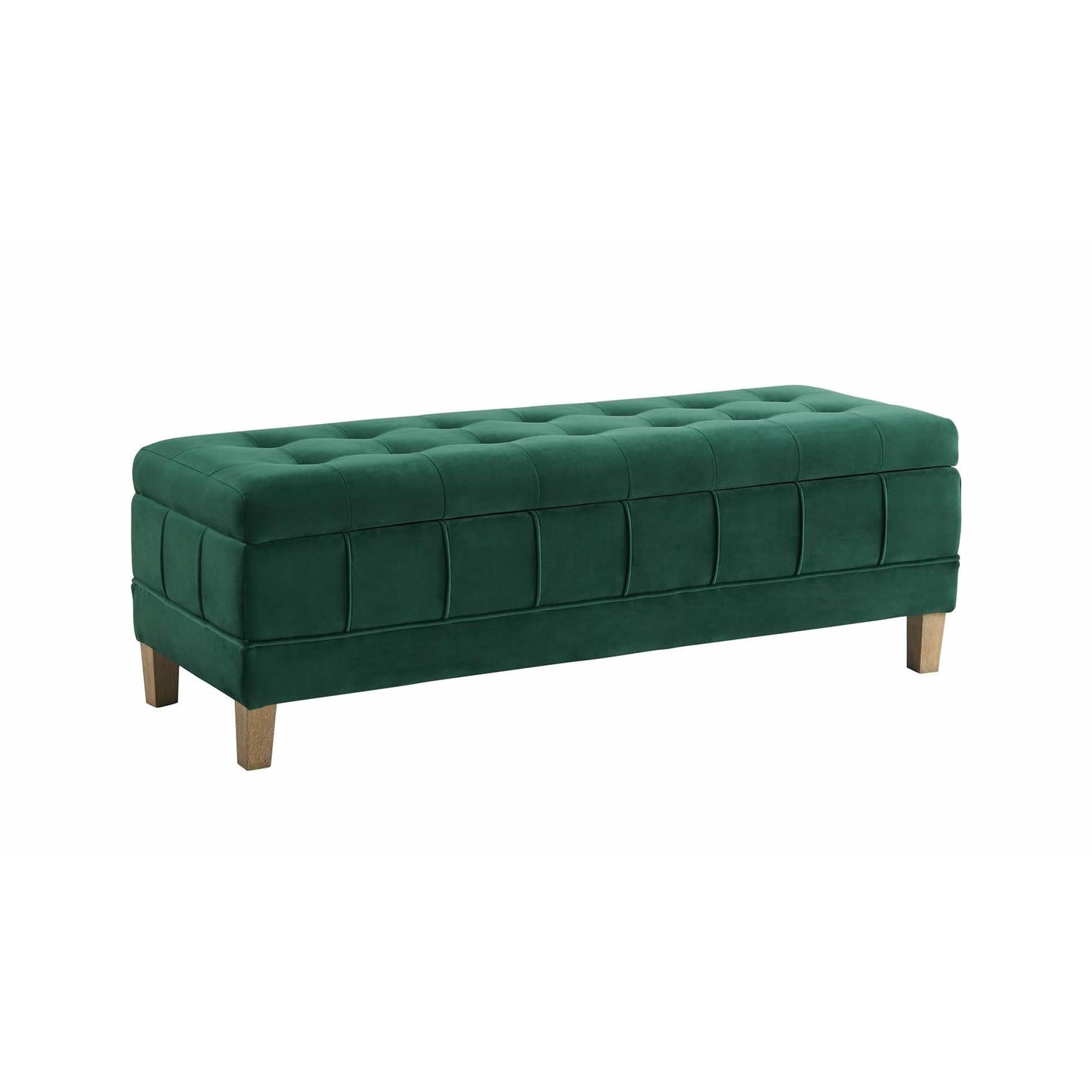 Elements International Crosby Tufted Storage Ottoman - Evergreen - American Furniture of Slidell