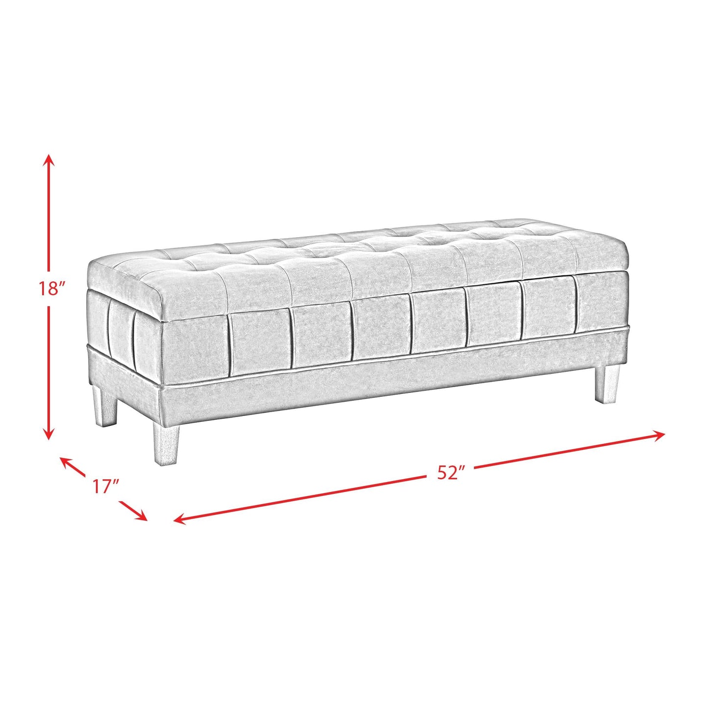 Elements International Crosby Tufted Storage Ottoman - Evergreen - American Furniture of Slidell