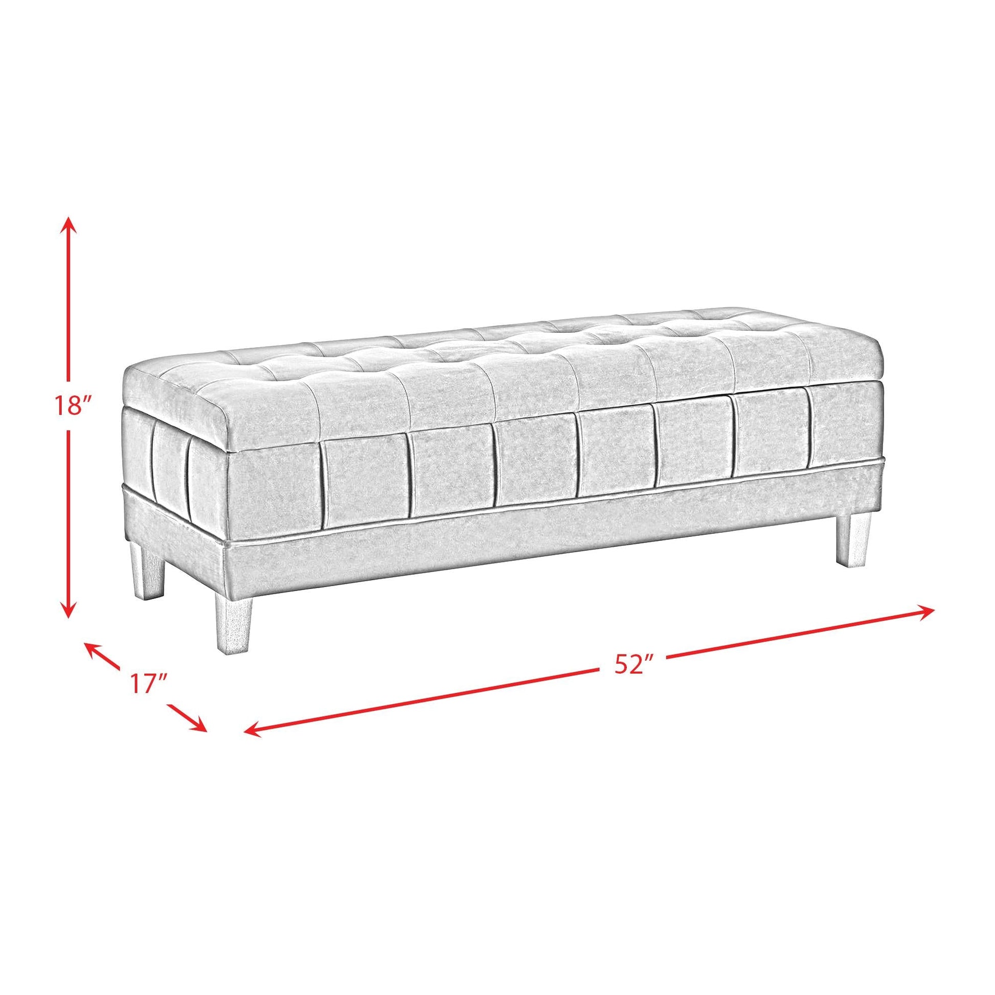 Elements International Crosby Tufted Storage Ottoman - Evergreen - American Furniture of Slidell