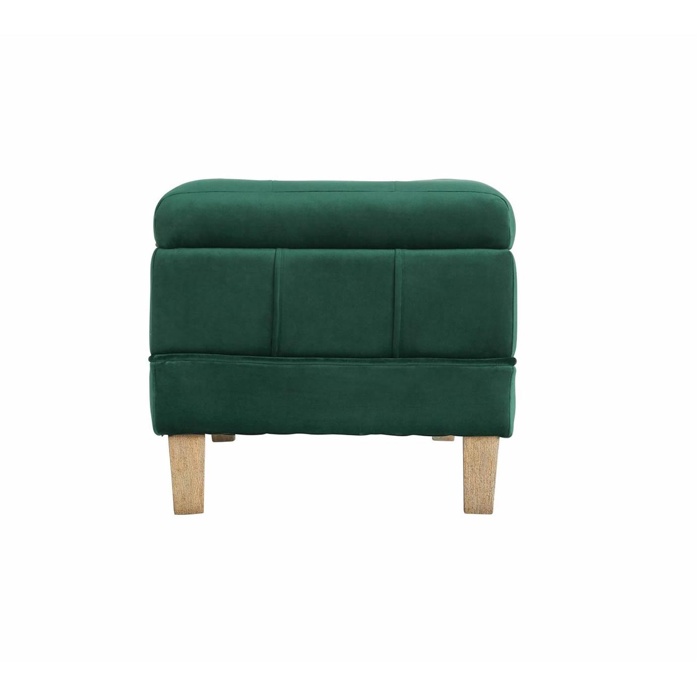 Elements International Crosby Tufted Storage Ottoman - Evergreen - American Furniture of Slidell