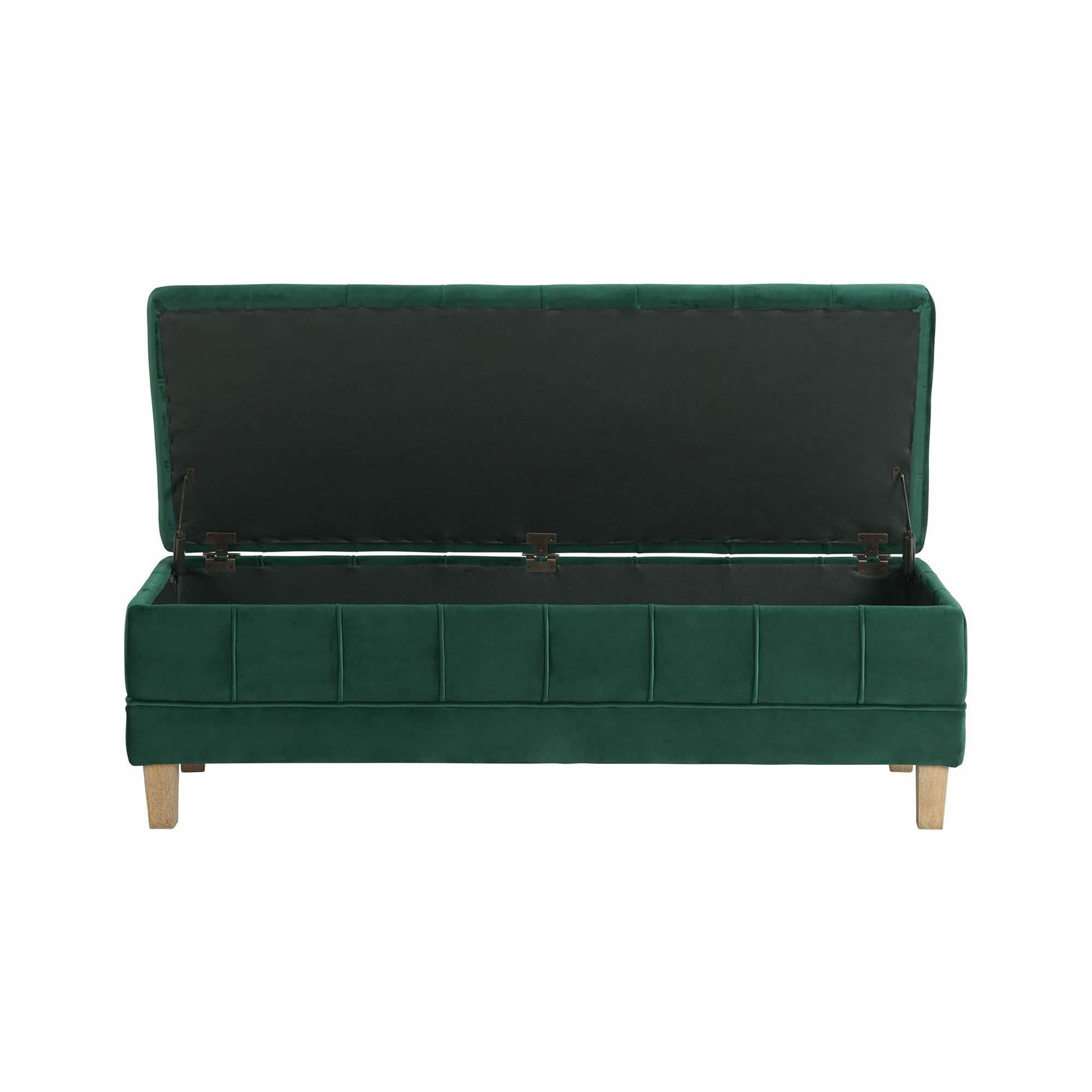 Elements International Crosby Tufted Storage Ottoman - Evergreen - American Furniture of Slidell