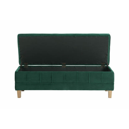Elements International Crosby Tufted Storage Ottoman - Evergreen - American Furniture of Slidell