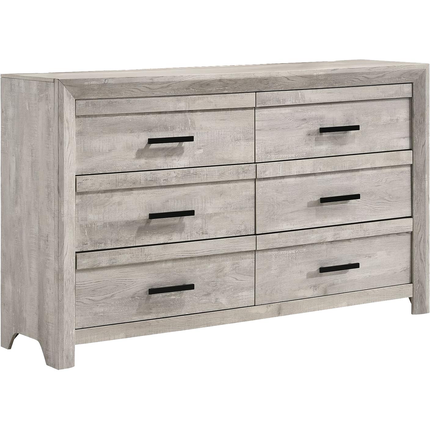 Elements International Ellen Dresser & Mirror Set White - American Furniture of Slidell