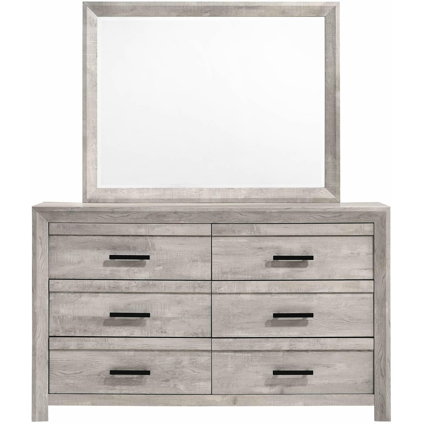 Elements International Ellen Dresser & Mirror Set White - American Furniture of Slidell