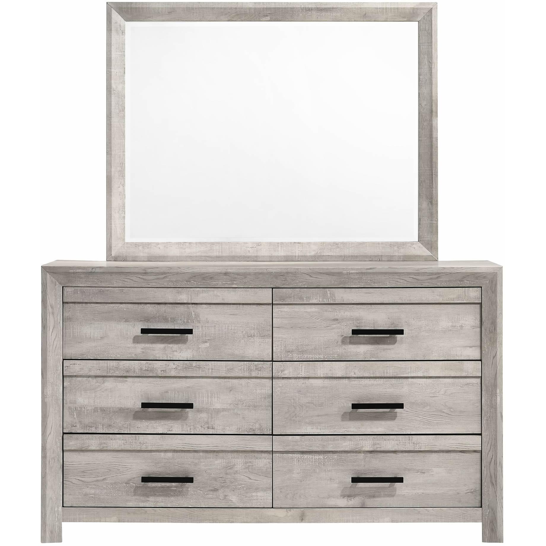 Elements International Ellen Dresser & Mirror Set White - American Furniture of Slidell