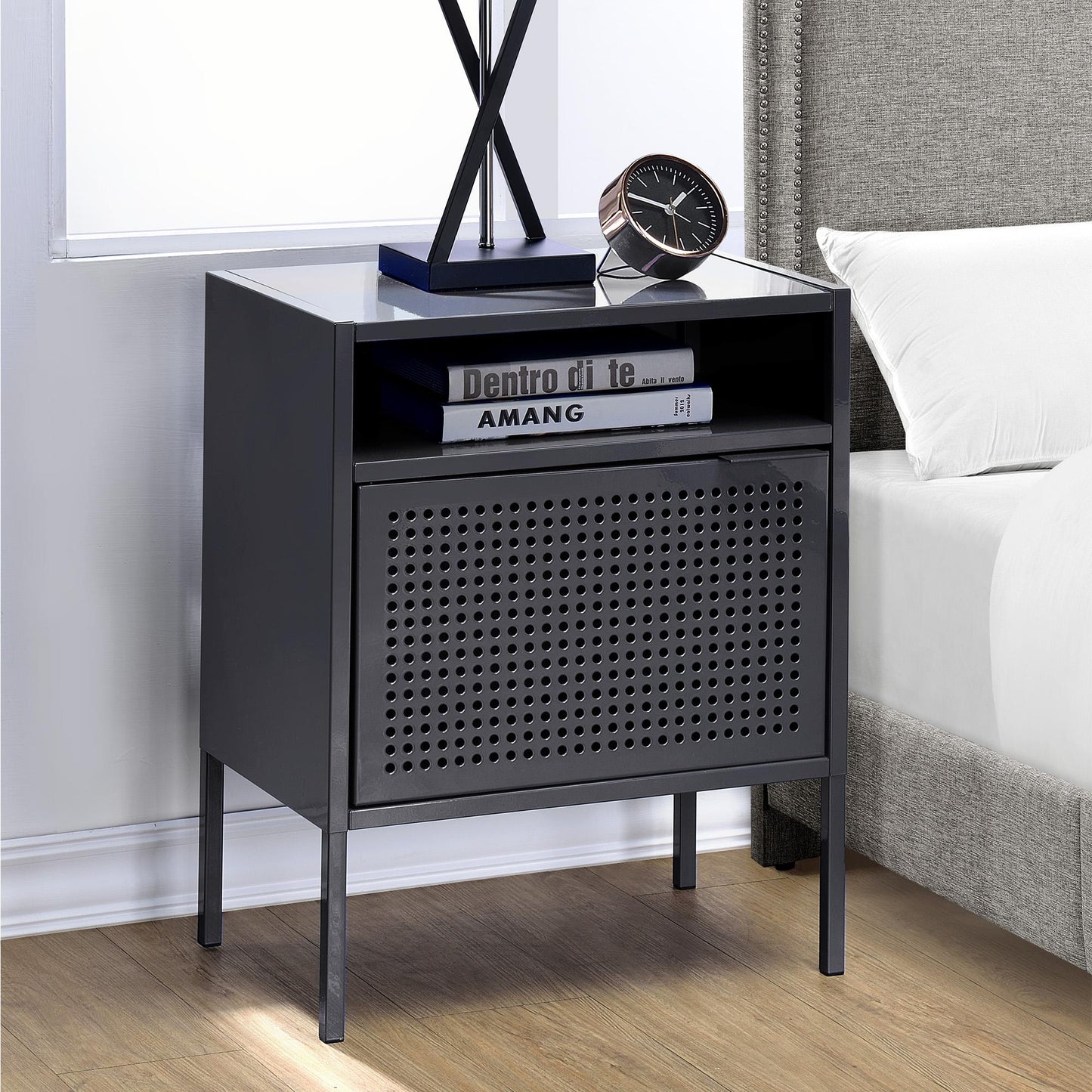 Elements International Ember CEB300NSE Nightstand - Gray - American Furniture of Slidell