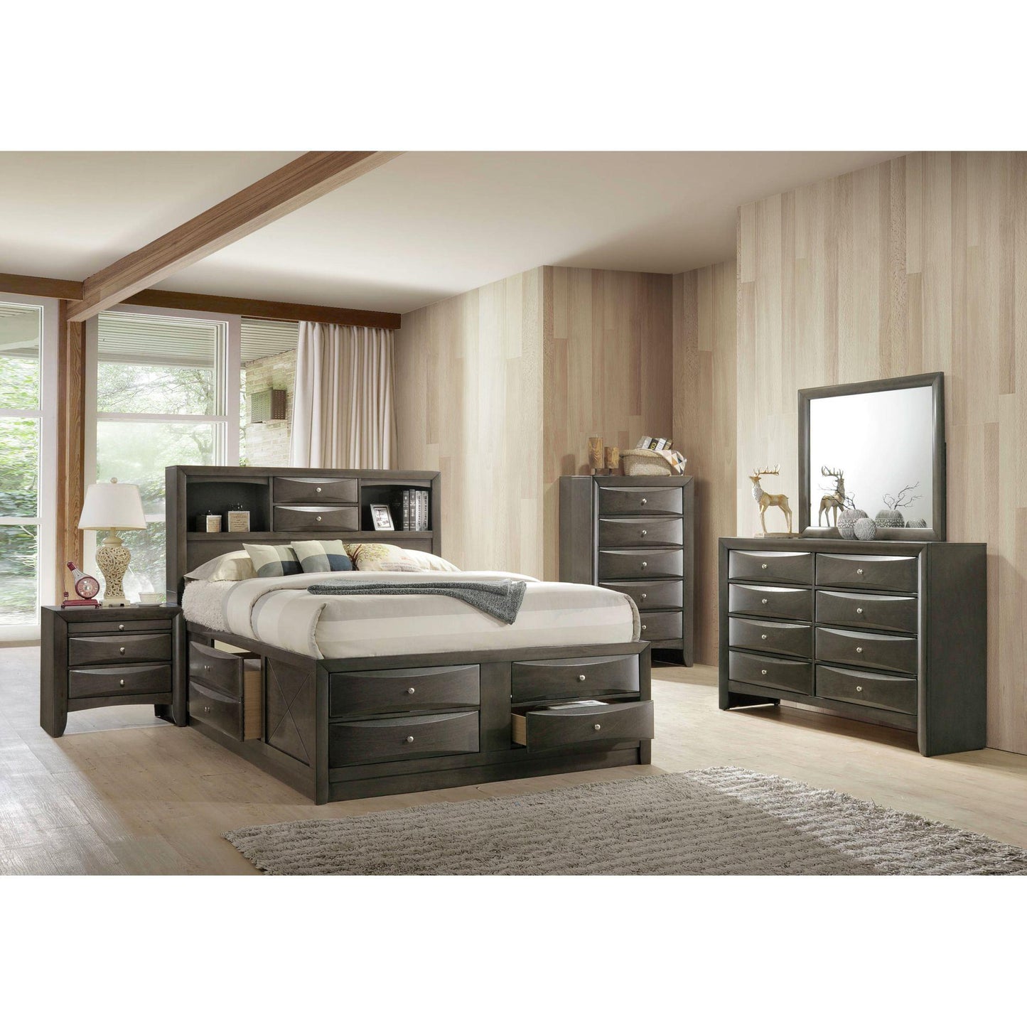 Elements International Emily EG170QB Queen Storage Bed - American Furniture of Slidell