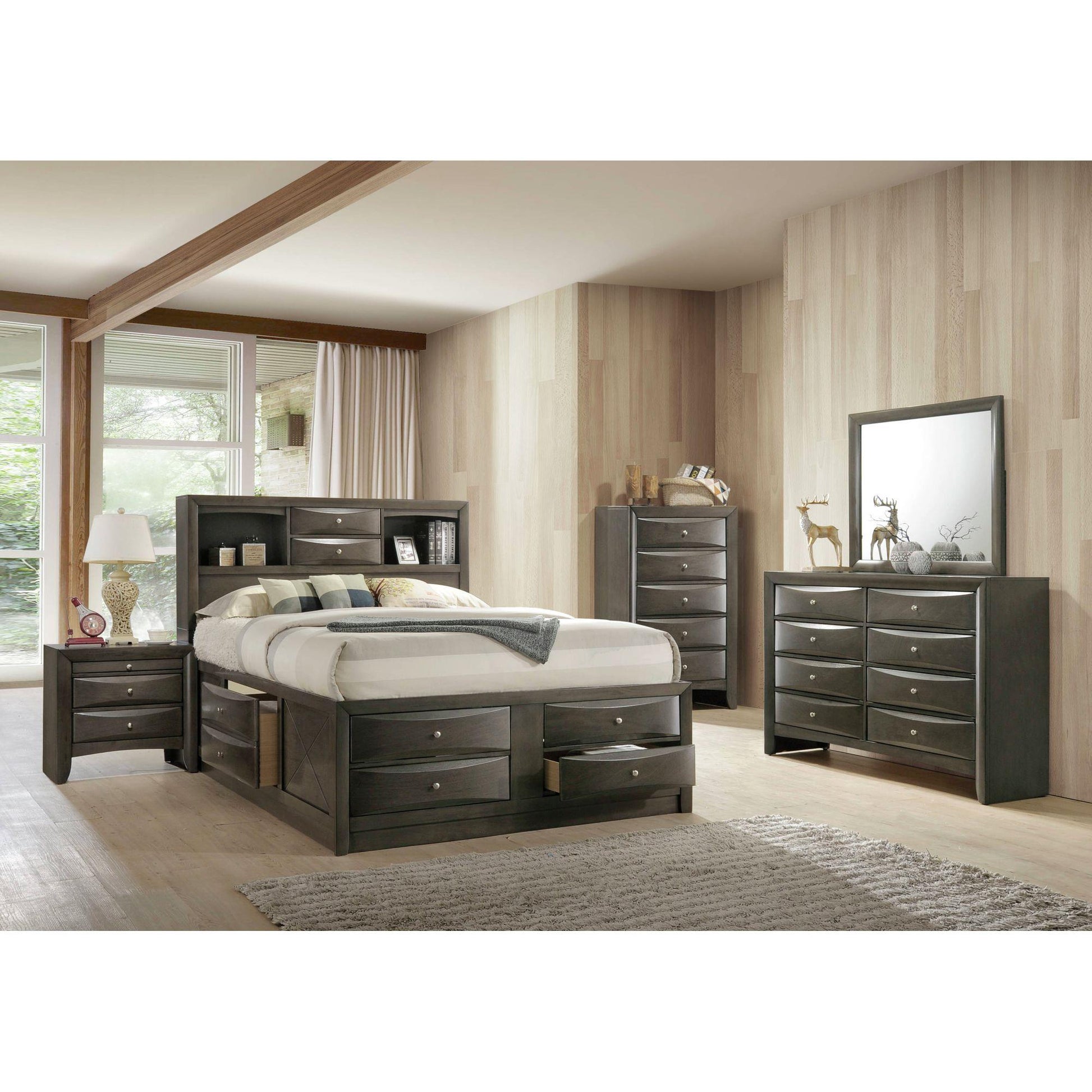 Elements International Emily EG170QB Queen Storage Bed - American Furniture of Slidell