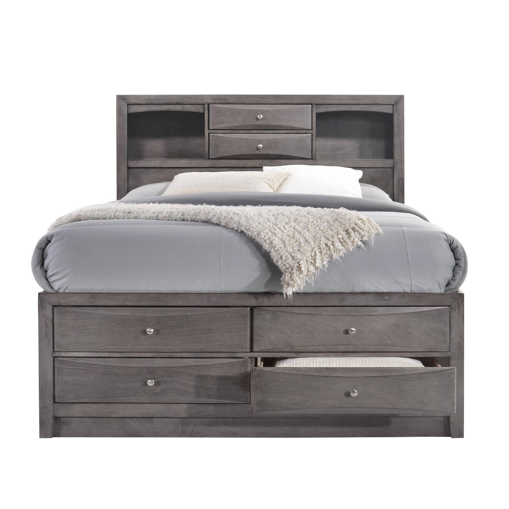 Elements International Emily EG199QB Queen Storage Bed - American Furniture of Slidell