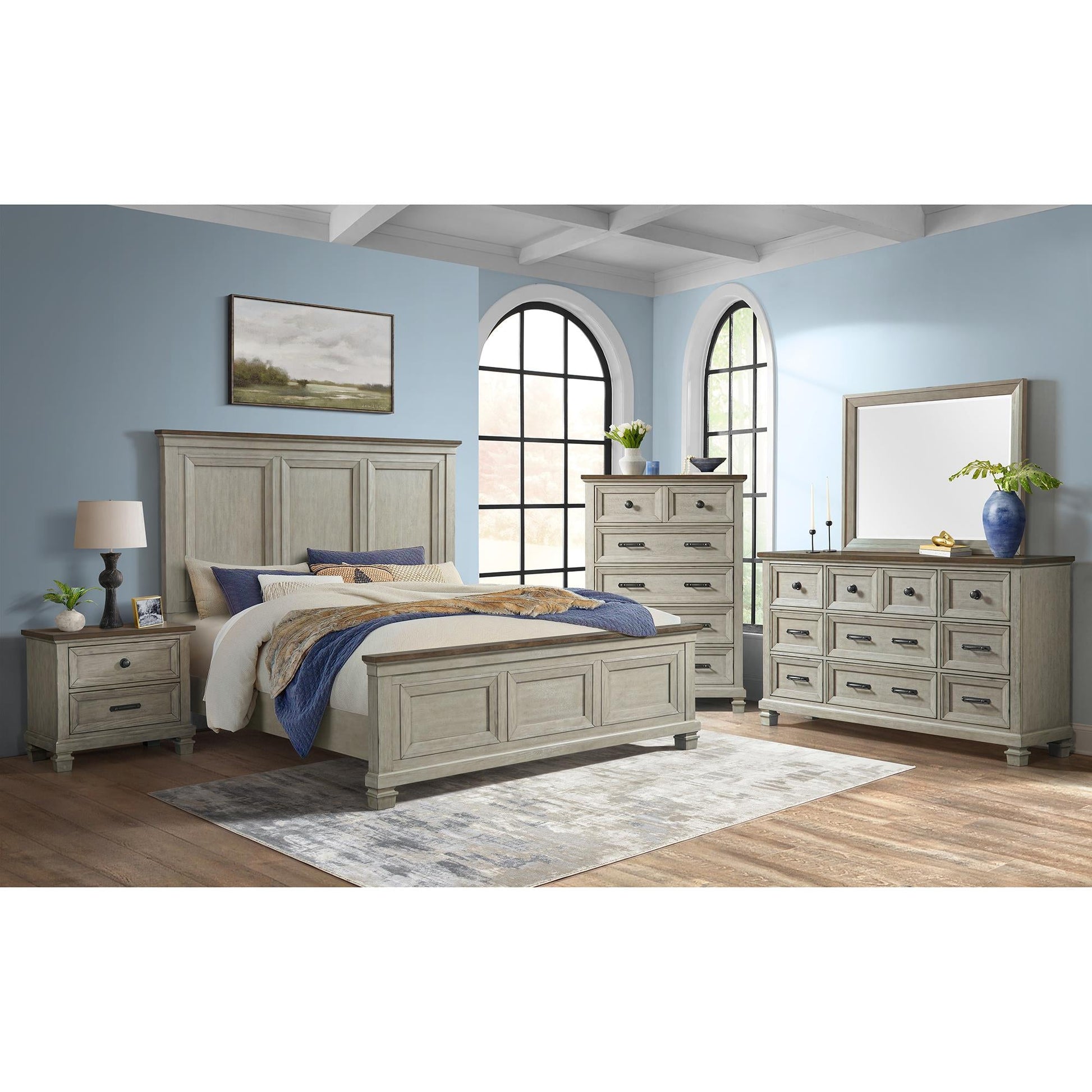 Elements International Farmington B - 9890 - 7 - QB Queen Panel Bed - American Furniture of Slidell
