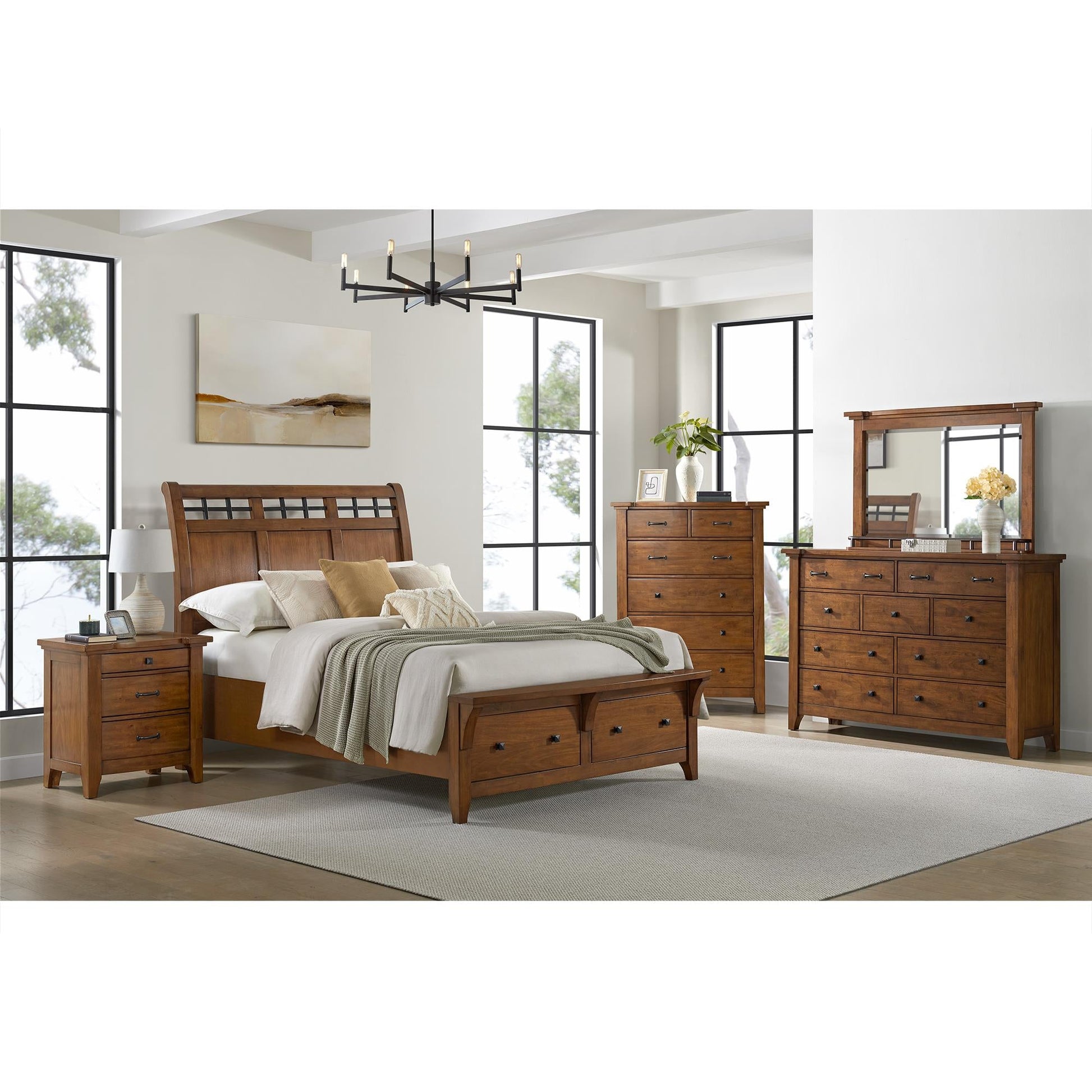 Elements International Gage B - 15580 - 5 - QSB Queen Sleigh Storage Bed - American Furniture of Slidell