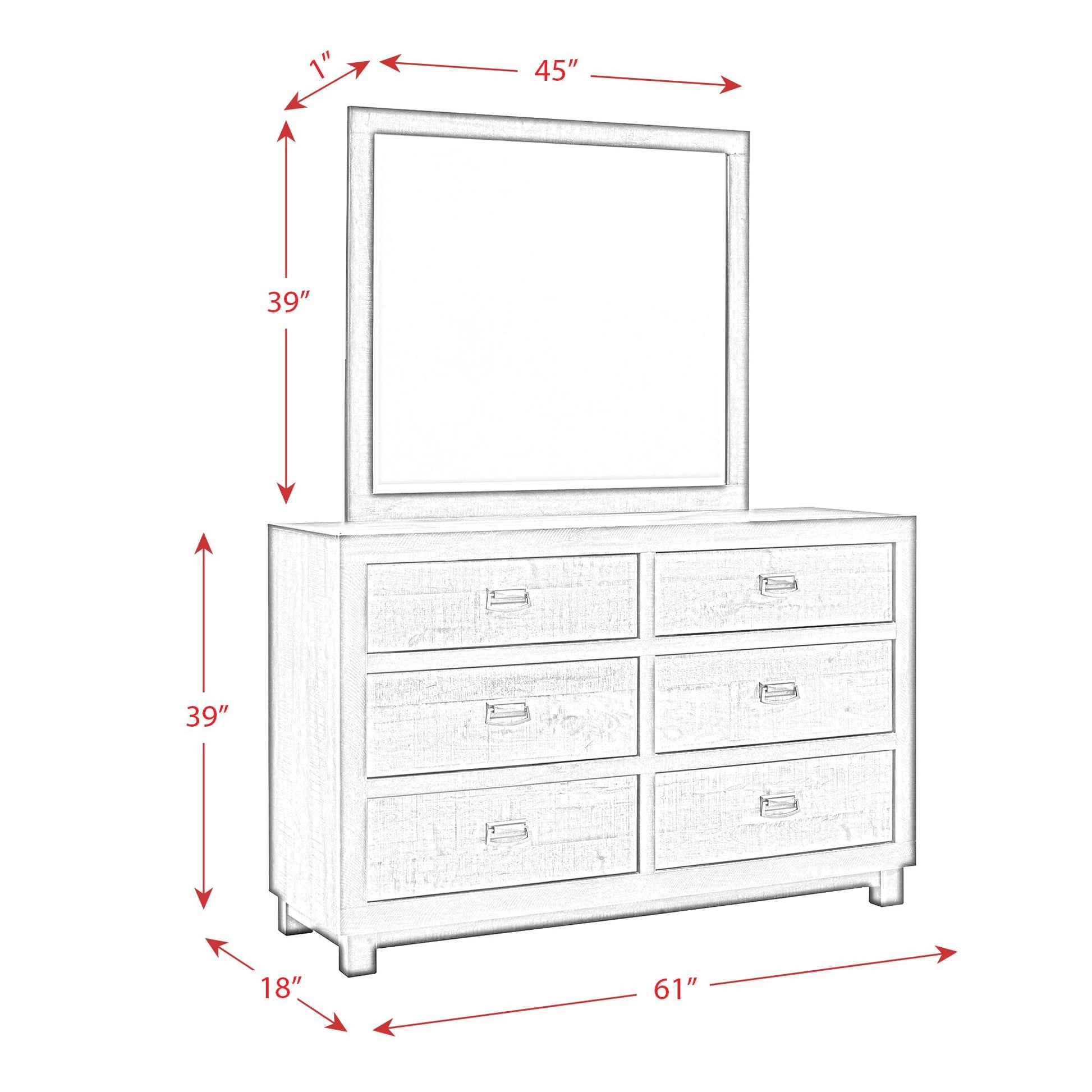Elements International Harlington HG100DRMR Dresser w/ Mirror Set - American Furniture of Slidell