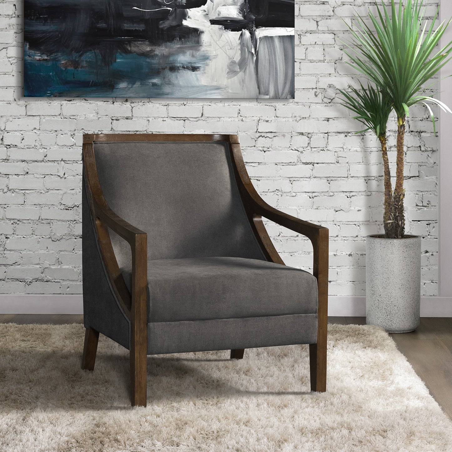 Elements International Hopkins UHK526101E Accent Chair - Charcoal/Espresso - American Furniture of Slidell