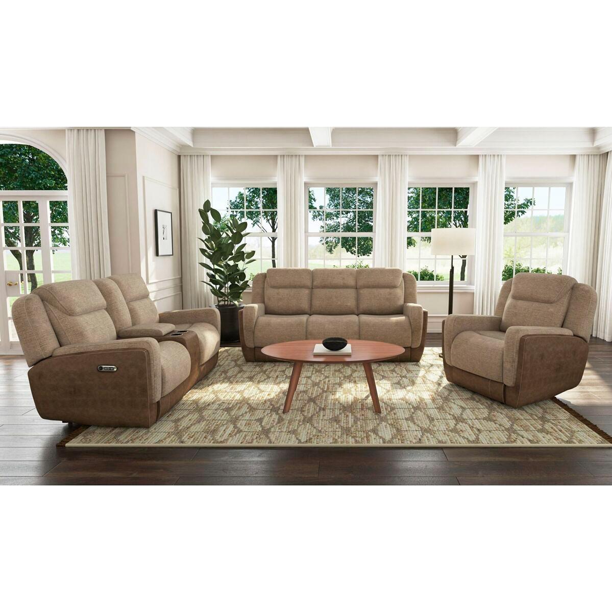 Elements International Hornet Reclining Loveseat - Rancho Beige - American Furniture of Slidell