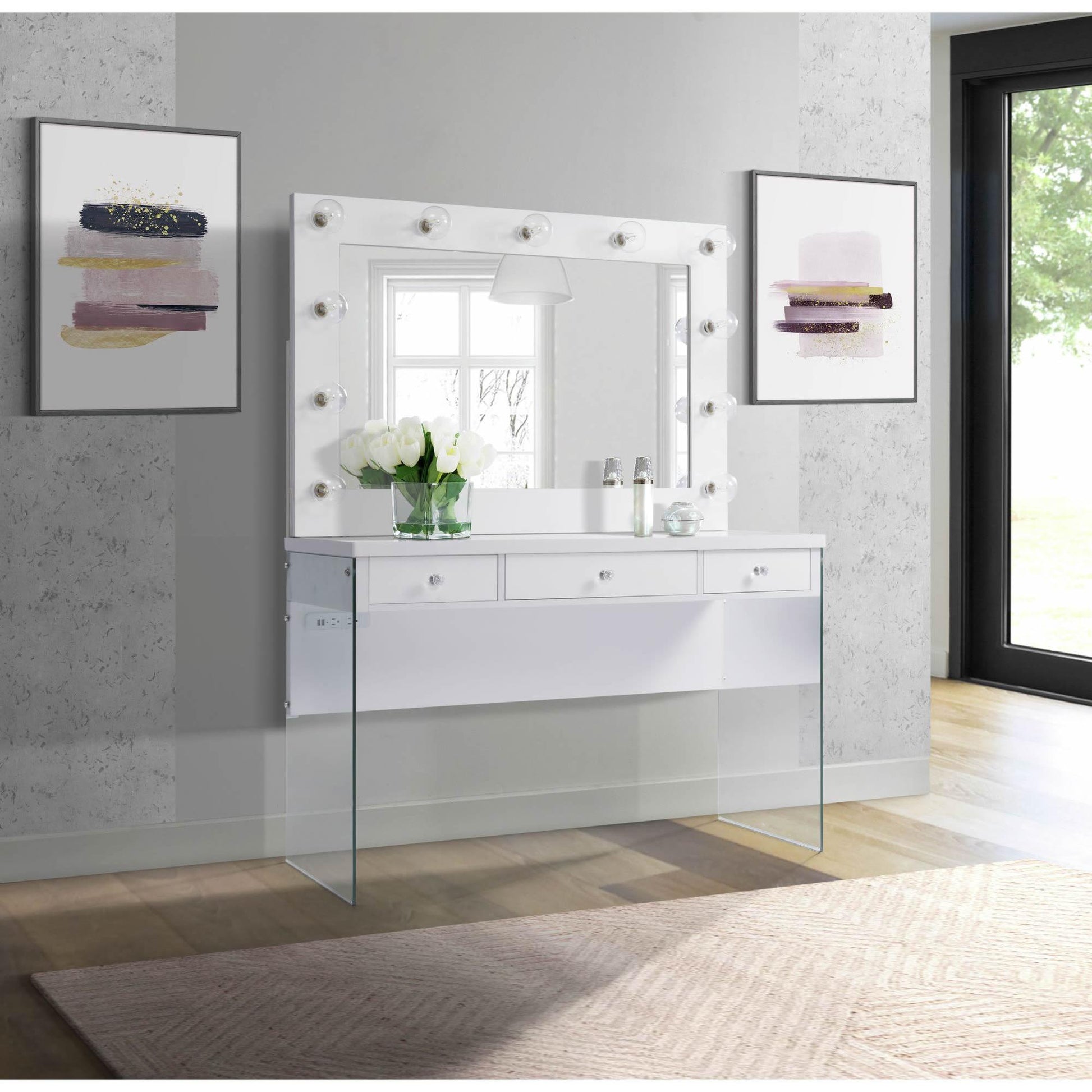 Elements International Jacey Complete Vanity with Lightbulbs - American Furniture of Slidell