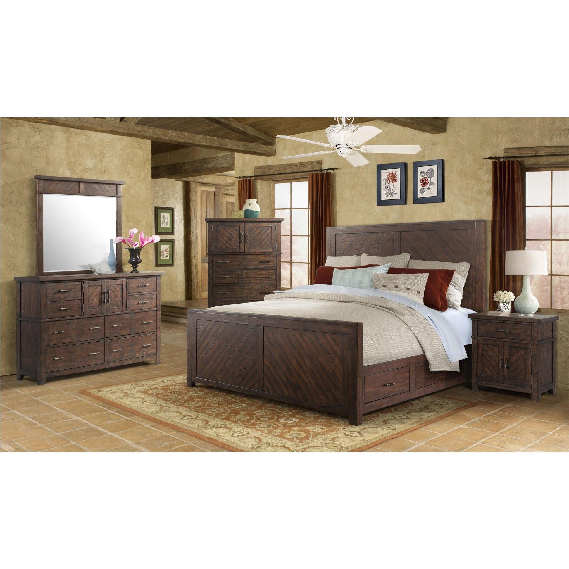 Elements International Jax JX600KB King Platform Storage Bed - American Furniture of Slidell