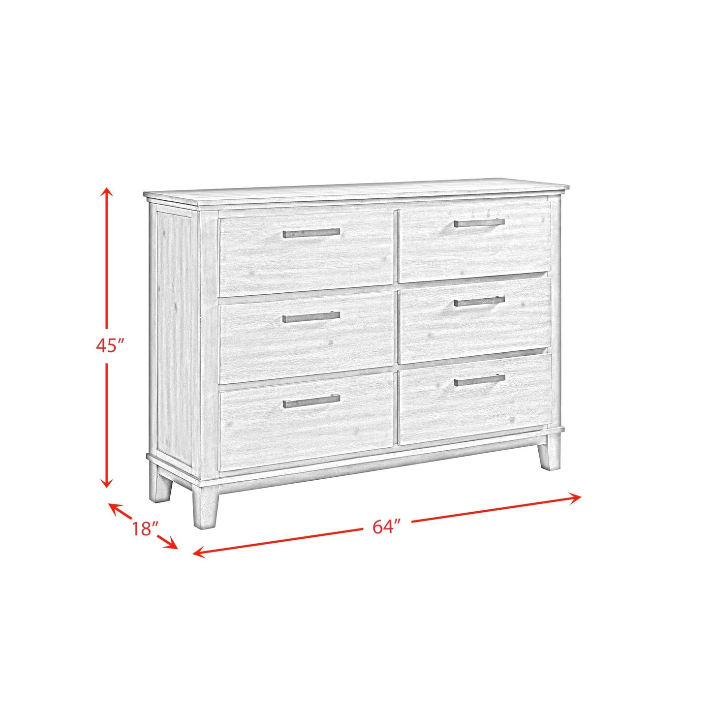 Elements International Jolene JL300DR 6 - Drawer Dresser - American Furniture of Slidell