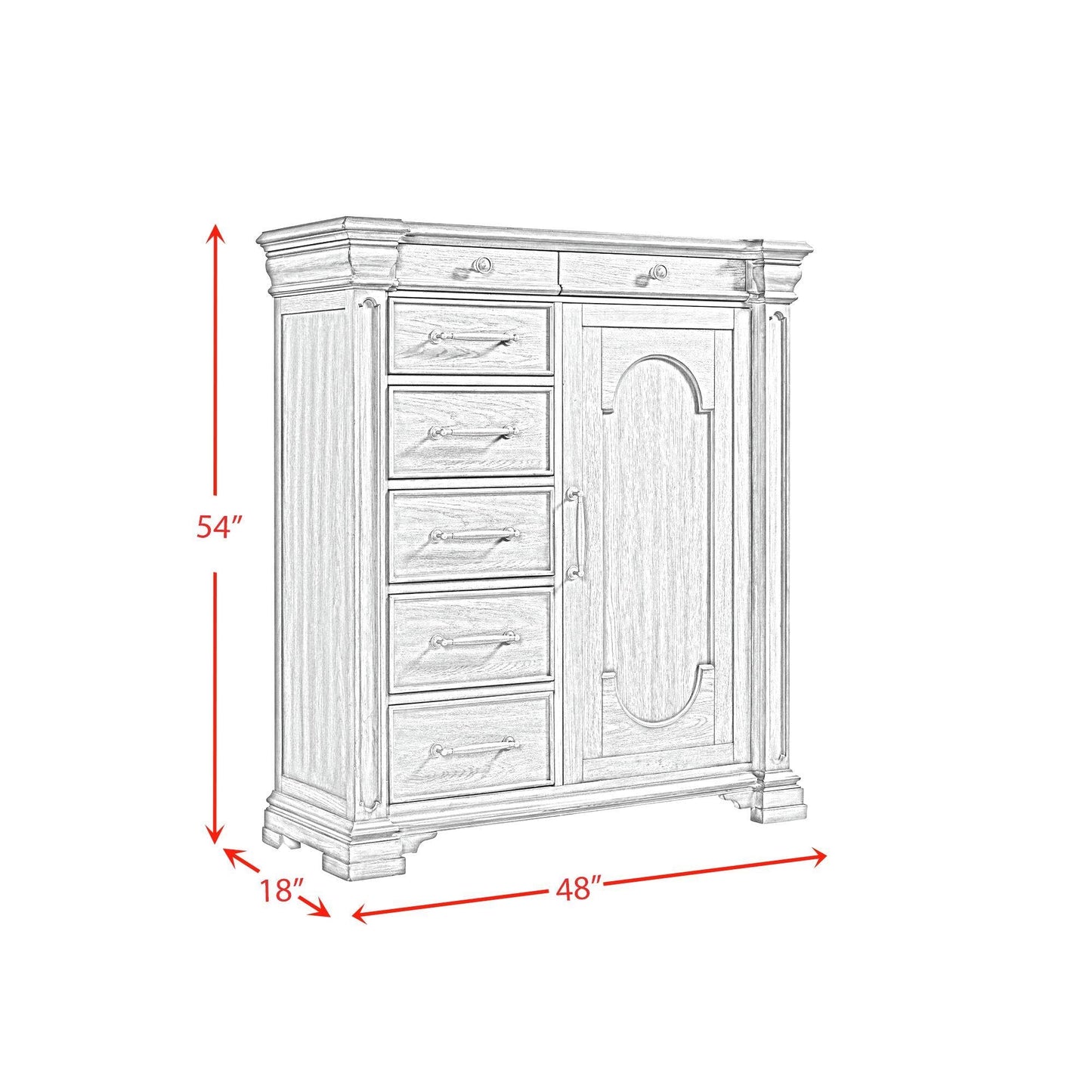 Elements International Kings Court B.10315.DCH 1 Door And 7 - Drawer Chest - American Furniture of Slidell